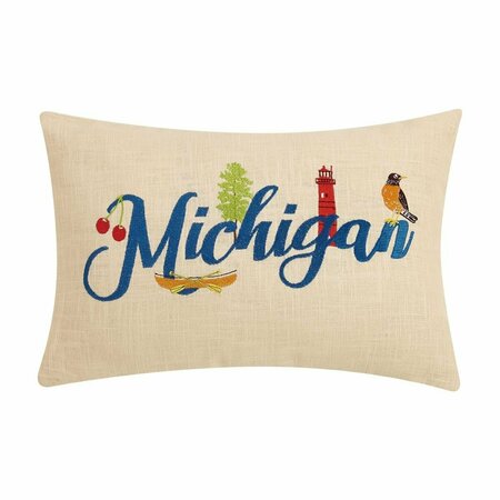 PUESTA EN ESCENA 12 x 18 in. Michigan Embroidered Oblong Shaped Pillow, Ramie & Cotton PU3679723